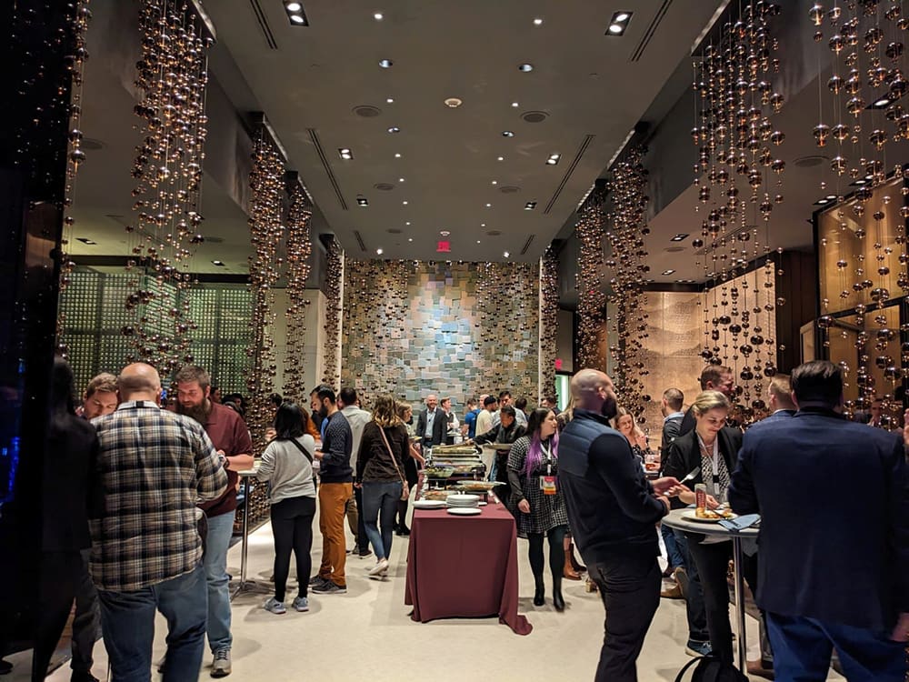 People mingling at an event