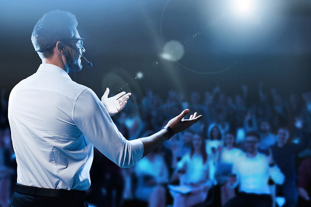 Speaker on stage